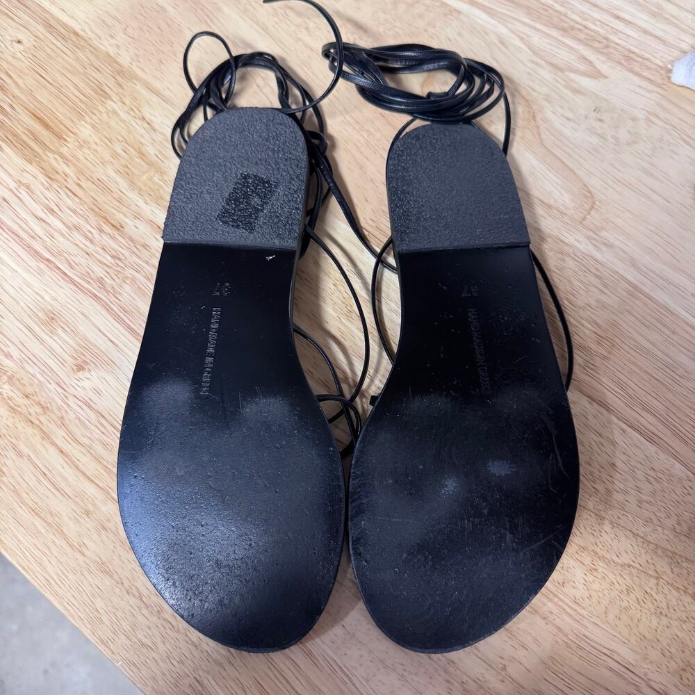 Ancient Greek Sandals Handmade String flip flop black Size 37/ US 7 Summer - Picture 4 of 8